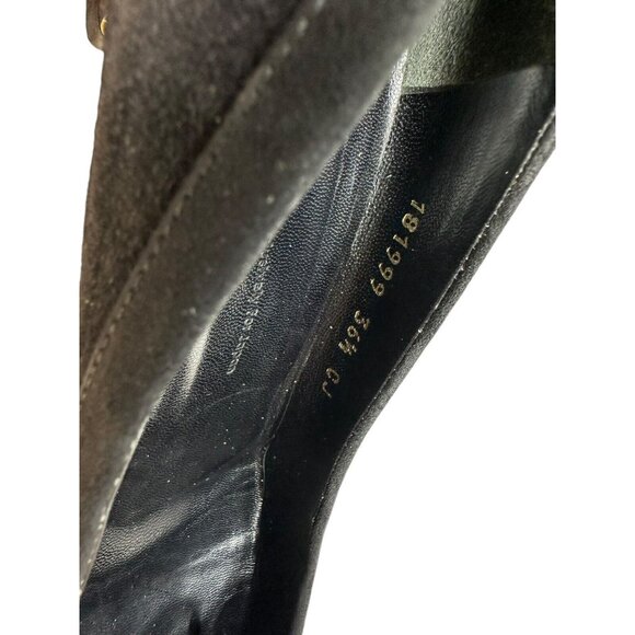 GUCCI Pump Kitten Heels Suede Leather US 6 EU 36.5 Black Pointed Toe Bow Logo - Picture 11 of 15
